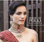 VeroniQ Trends-Traditional Bridal Gold Plated Polki Choker And Long Necklace Polki-Gold Plated-Wedding Jewelry-Punjabi Jewelry-South Indian-Thappa Jewelry