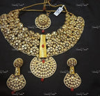 VeroniQ Trends-Traditional Bridal Gold Plated Polki Choker And Long Necklace Polki-Gold Plated-Wedding Jewelry-Punjabi Jewelry-South Indian-Thappa Jewelry