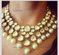 VeroniQ Trends-Beautiful Gold Plated Kundan And Meenakari Choker Necklace With Pearl Drops Kundan-Gold Plated-Wedding Jewellery-Punjabi Jewellery-South Indian-Thappa Jewellery