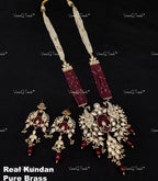 VeroniQ Trends-Elegant Peacock Design Gold Plated Multistrand Polki Long Necklace Polki-Gold Plated-Wedding Jewelry-Punjabi Jewelry-South Indian-Thappa Jewelry