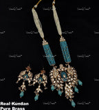 VeroniQ Trends-Elegant Peacock Design Gold Plated Multistrand Polki Long Necklace Polki-Gold Plated-Wedding Jewelry-Punjabi Jewelry-South Indian-Thappa Jewelry