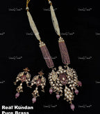 VeroniQ Trends-Elegant Peacock Design Gold Plated Multistrand Polki Long Necklace Polki-Gold Plated-Wedding Jewelry-Punjabi Jewelry-South Indian-Thappa Jewelry