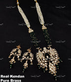 VeroniQ Trends-Elegant Peacock Design Gold Plated Multistrand Polki Long Necklace Polki-Gold Plated-Wedding Jewelry-Punjabi Jewelry-South Indian-Thappa Jewelry