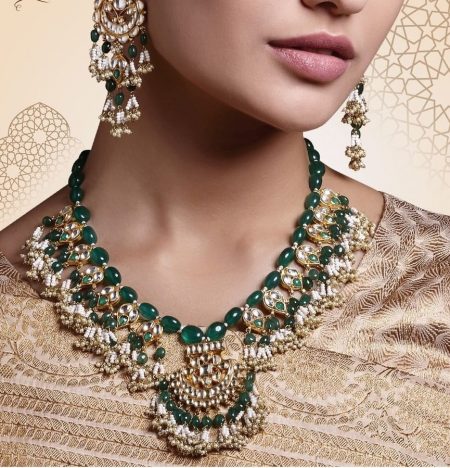 VeroniQ Trends-Kundan Necklace with Emerald Beads,Pearls,Wedding ...