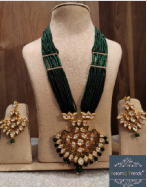 Indian Bridal Wedding Necklace Long Pearl Rani Haar Indian Wedding Jewellery Set 
